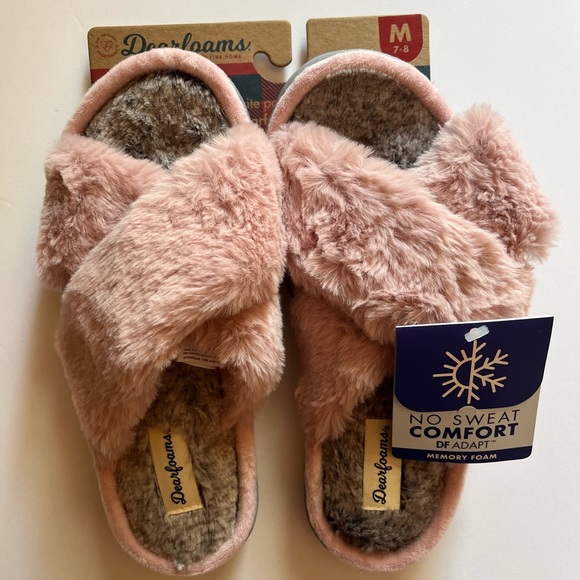 NWOT Women’s Dearforms Cross Band Slide Slippers - Picture 5 of 6